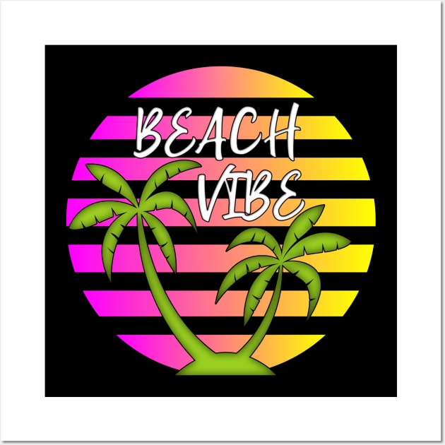 Beach Vibes Palm Trees Sunset Wall Art by TLSDesigns